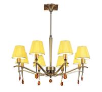 Netlighting Siena Pendant Brass 8 Light E14 Round Amber Cream Shades Amber Crystal in Yellow Netlighting Yellow