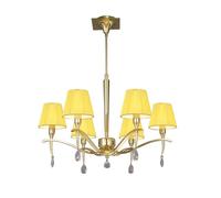 Netlighting Siena Pendant Round 6 Light E14 Brass Amber Cream Shades & Crystal in Yellow Netlighting Yellow