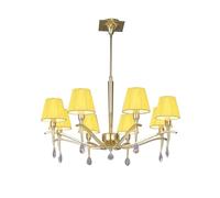 Netlighting Siena Pendant Round 8 Light E14 Brass Amber Cream Shades & Crystal in Yellow Netlighting Yellow
