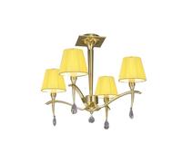 Netlighting Siena Semi Flush Ceiling Brass 4 Light E14 Amber Cream Shades in Yellow Netlighting Yellow