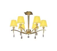 Netlighting Siena Semi Flush Ceiling Round 6 Light Brass Amber Cream Shades in Yellow Netlighting Yellow