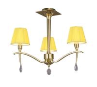 Netlighting Siena Semi Flush Round Brass 3 Light E14 Amber Cream Shades in Yellow Netlighting Yellow
