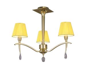 Netlighting Siena Semi Flush Round Brass 3 Light E14 Amber Cream Shades in Yellow Netlighting Yellow