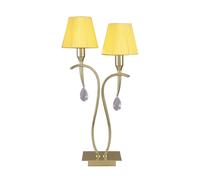 Netlighting Siena Table Lamp 2 Light E14 Brass Amber Cream Shades & Crystal in Yellow Netlighting Yellow