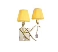 Netlighting Siena Wall Lamp Brass 2 Light E14 Amber Cream Shades Crystal in Yellow Netlighting Yellow