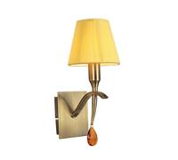 Netlighting Siena Wall Lamp Switched E14 Brass Amber Cream Shade & Amber Crystal in Yellow Netlighting Yellow
