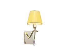 Netlighting Siena Wall Lamp Switched E14 Brass Amber Cream Shade & Crystal in Yellow Netlighting Yellow