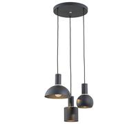 Netlighting Sines Cluster Pendant Ceiling 3 Light Black Structure Brass Elements Netlighting Black