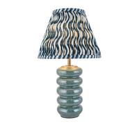 Luminosa Lighting Luminosa Squash Ocean Spray Glaze Table Lamp With Marlin Blue Fabric Ripple Shade 25Cm B22