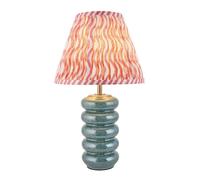 Luminosa Lighting Luminosa Squash Ocean Spray Glaze Table Lamp With Coral Pink Fabric Ripple Shade 25Cm B22