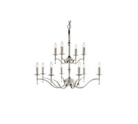 Netlighting Stanford 12 Light Chandelier Polished Nickel Plate Finish E14 in Grey Netlighting Grey