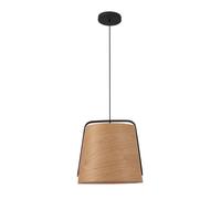 Netlighting Stood 1 Light Dome Ceiling Pendant Black & Cherry Wood E27 in Brown Netlighting Brown