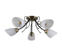 Netlighting Stylized Flush Ceiling Light Black Bronze 5 Light White Shade E27 Netlighting Black