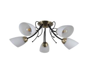 Netlighting Stylized Flush Ceiling Light Black Bronze 5 Light White Shade E27 Netlighting Black