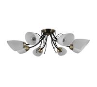 Netlighting Stylized Flush Ceiling Light Black Bronze 8 Light White Shade E27 Netlighting Black