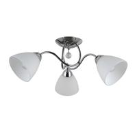 Netlighting Stylized Flush Ceiling Light Chrome White 3 Light with White Shade E27 Netlighting White