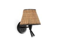 Netlighting Sumba Black Rattan Shade Wall Lamp With Reading Light 3000K Netlighting Black