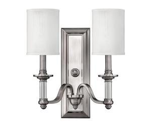 Netlighting Sussex 2 Light Indoor Wall Light Brushed Nickel E14 in Grey Netlighting Grey