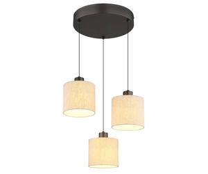 Netlighting Thea Cluster Pendant Matt Gunmetal Linen Cream Shade LED 3000K in Grey Netlighting Grey