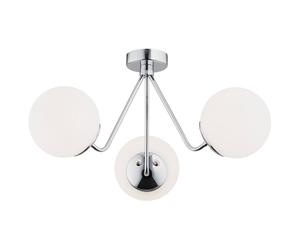 Netlighting Tomar Globe Ceiling 3 Light Opal Matt Chrome in Grey Netlighting Grey