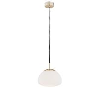 Netlighting Trini Globe 20cm Pendant Ceiling Light Opal Matt Brass Elements in White Netlighting White