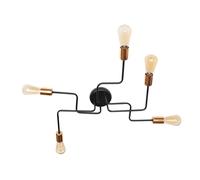 Netlighting Tube Multi Arm Semi Flush Ceiling Light Black Copper 64cm Netlighting Black