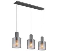 Netlighting Tulivar Bar Pendant Ceiling Light Grey Dark Smoke Glass Shade 3x E27 Netlighting Grey