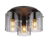 Luminosa Lighting Luminosa Tulivar Shade Cluster Ceiling Light Grey Dark Smoke Glass Shade 3X E27