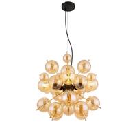Netlighting Udo Globe Pendant Matt Black Balls Amber Glass Shade 4x E27 Netlighting Black