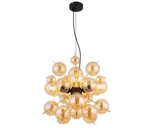 Netlighting Udo Globe Pendant Matt Black Balls Amber Glass Shade 4x E27 Netlighting Black
