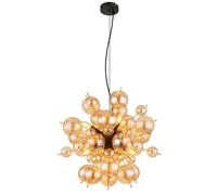 Netlighting Udo Globe Pendant Matt Black Balls Amber Glass Shade 6x E14 Netlighting Black