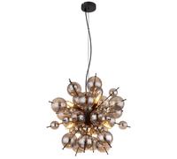 Netlighting Udo Globe Pendant Matt Black Balls Smoke Glass Shade 6x E14 Netlighting Black