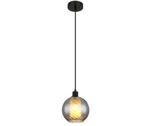 Netlighting Ulf Dome Pendant Matt Black Ball Smoke Glass Shade 1x E27 Netlighting Black