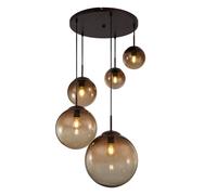 Netlighting Varus Cluster Pendant Ceiling Light Brown Amber Glass Shade 5x E27 Netlighting Brown