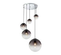 Netlighting Varus Cluster Pendant Ceiling Light Chrome Glass Shade 3x E27 in Grey Netlighting Grey