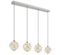 Netlighting Virina Bar Pendant Ceiling Light Chrome K9 Crystals 4x LED 3000K in Grey Netlighting Grey
