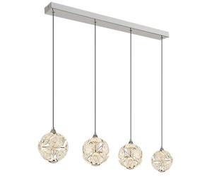 Netlighting Virina Bar Pendant Ceiling Light Chrome K9 Crystals 4x LED 3000K in Grey Netlighting Grey