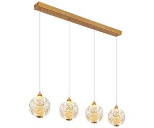 Netlighting Virina Bar Pendant Ceiling Light Gold Colors K9 Crystals 4x LED 3000K Netlighting Gold
