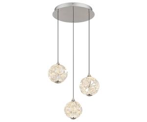 Netlighting Virina Cluster Pendant Ceiling Light Chrome K9 Crystals 3x LED 3000K in Silver Netlighting Silver