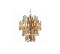 Netlighting Viviana Pendant Chrome Effect Plate & Champagne Crystal (K9) Drops 12 Light Dimmable IP20 E14 in Clear Netlighting Clear
