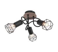 Netlighting Xara I Multi Arm Semi Flush Ceiling Lamp Black Brown 3x E14 Netlighting Black