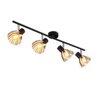 Netlighting Zachery Ceiling Spotlight Bar Matt Black Smoke Glass Shade 4x E14 Netlighting Black