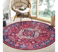 NETLINE HOME Machine Washable Area Rugs For Kitchen, Bedroom, Dining and Living Room | Kid Pet Friendly Rug | Oriental Design Carpet | Low Pile | Non Slip (Brick Color, 160X160 CM)
