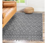 NETLINE HOME Machine Washable Area Rugs For Kitchen, Bedroom, Dining Room and Living Room | Kid Pet Friendly Rug | 100% Cotton | Low Pile | Non Slip (Grey, 80X150 CM)