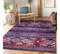 NETLINE HOME Washable Area Rugs for Living Room Traditional Carpet Low Pile Rug Non Slip Kitchen Rug - Decorative Floor Mat Boho Design Vintage Rugs Foldable Hallway Carpets for Bedroom - Purple Blue