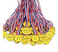 Netoches 100 Pieces Kids Plastic Winner Medals Gold Winner Award Medals for Style, Decorations and Awards