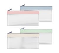 Netoches 4 Pieces Money Bags with Zipper, Cash Envelopes,Money Pouch, Clear Bank Deposit Bags, Bank Bag, Cash Bag, Coin Bag Easy to Use 19.5 X 9.5cm
