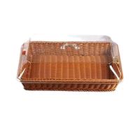 Netoches Basket with Lid,Basket with Lid for Food,Tabletop Food Serving Basket,Woven Picnic Basket,Bread Basket for Serving Brown