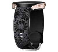 Netolo Floral Engraved Strap Compatible with Samsung Galaxy Watch 7 6 5 4 40mm 44mm for Women, 20mm Two-Tone Flower Soft Silicone Band for Galaxy Watch 6 4 Classic, 5 Pro 45mm, FE, Active 2