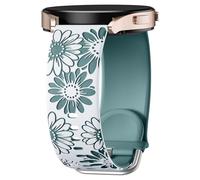 Netolo Floral Engraved Strap Compatible with Samsung Galaxy Watch 7 6 5 4 40mm 44mm for Women, 20mm Two-Tone Flower Soft Silicone Band for Galaxy Watch 6 4 Classic, 5 Pro 45mm, FE, Active 2
